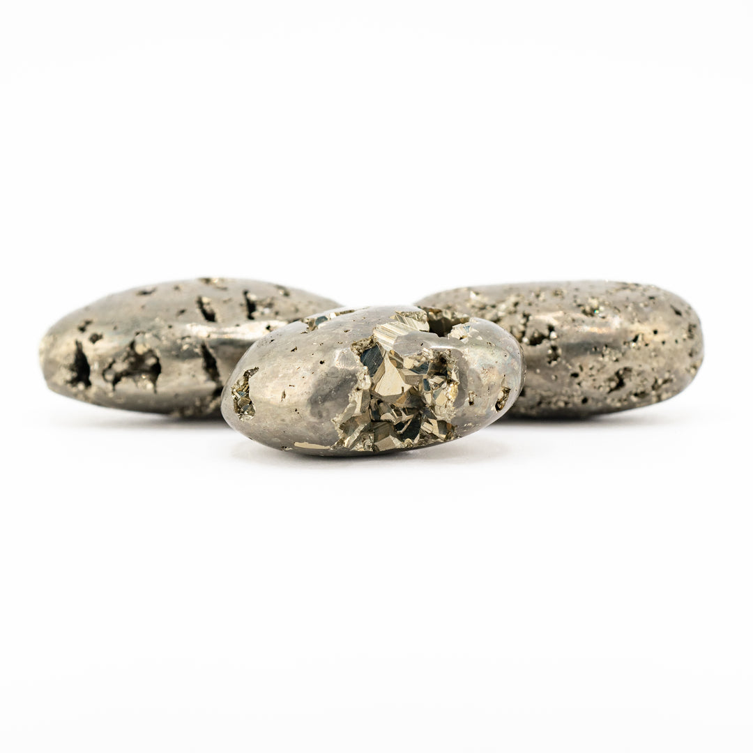 Cristal de pyrite naturelle - Cristal de guérison poli, pierre précieuse de thérapie ovale