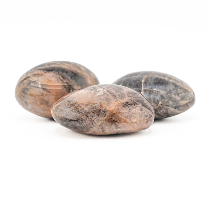 Natural Black Moonstone Palm Stone Crystal - Polished Healing Crystal, Oval Therapy Gemstone