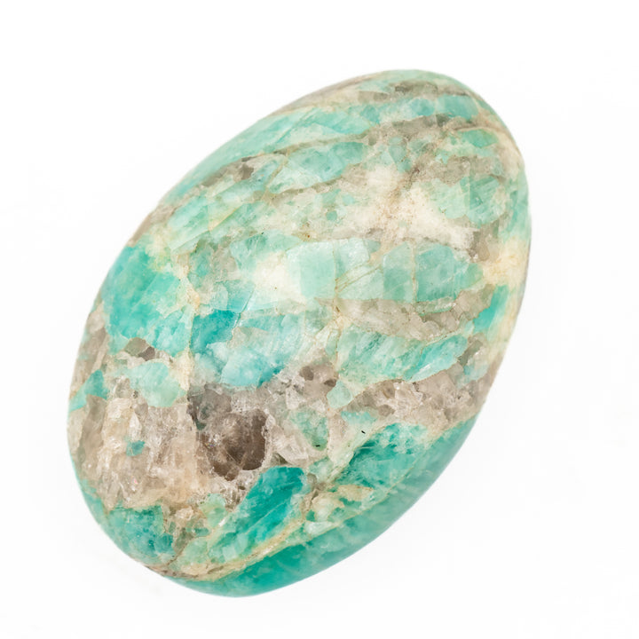 Pierre de palmier amazonite naturelle - Cristal de guérison poli, pierre précieuse de thérapie ovale