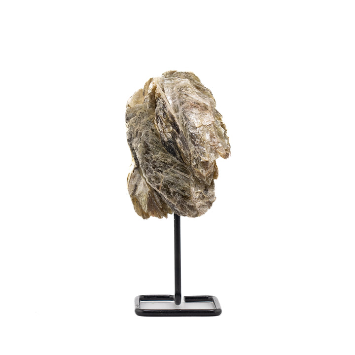 Natural Gold Mica Crystal on Metal Stand - Healing Gemstone Decoration, Meditation Therapy Gifts