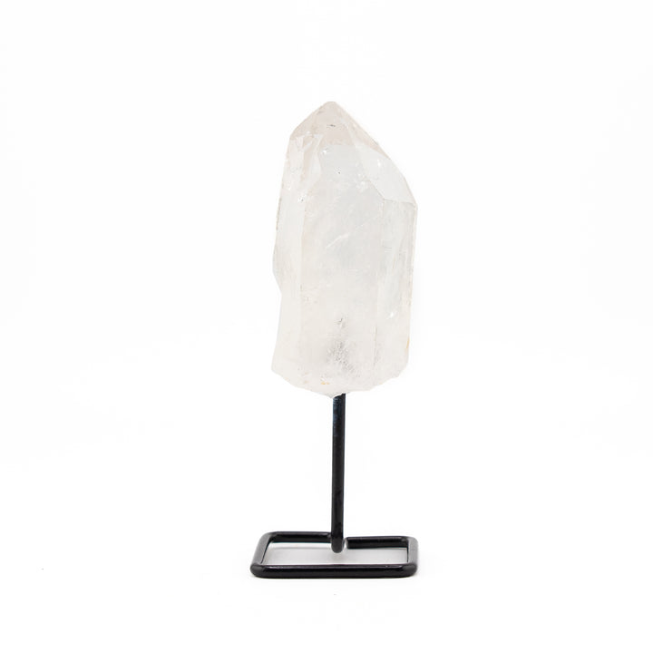 Natural Clear Quartz Crystal on Metal Stand - Healing Gemstone Decoration, Meditation Therapy Gifts