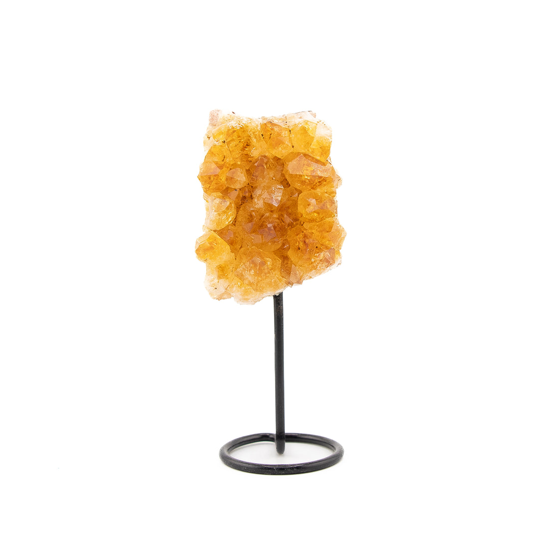 Natural Citrine Crystal on Metal Stand - Healing Gemstone Decoration, Meditation Therapy Gifts