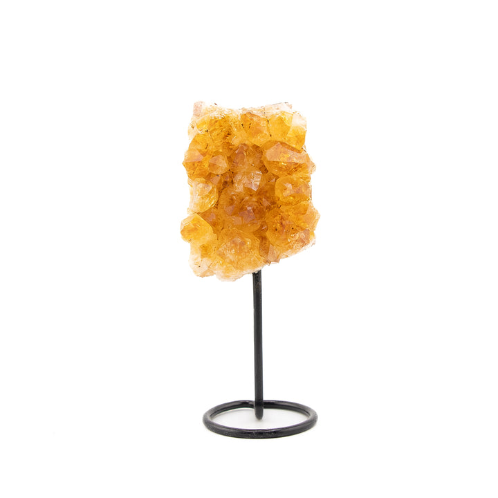 Natural Citrine Crystal on Metal Stand - Healing Gemstone Decoration, Meditation Therapy Gifts