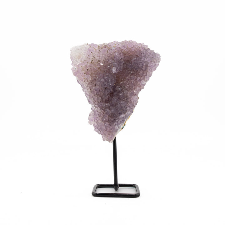 Natural Rainbow Flower Amethyst Crystal on Metal Stand - Healing Gemstone Decoration, Meditation Therapy Gifts