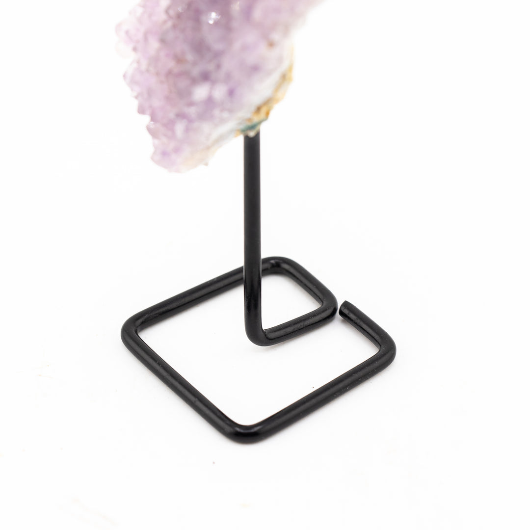 Natural Rainbow Flower Amethyst Crystal on Metal Stand - Healing Gemstone Decoration, Meditation Therapy Gifts