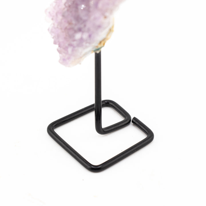 Natural Rainbow Flower Amethyst Crystal on Metal Stand - Healing Gemstone Decoration, Meditation Therapy Gifts