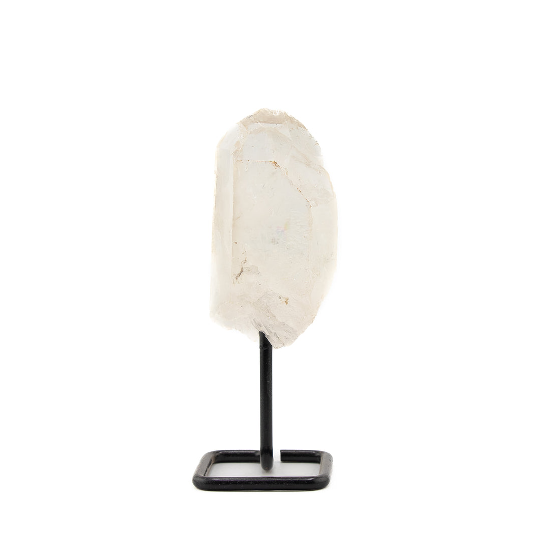 Natural Clear Quartz Crystal on Metal Stand - Healing Gemstone Decoration, Meditation Therapy Gifts