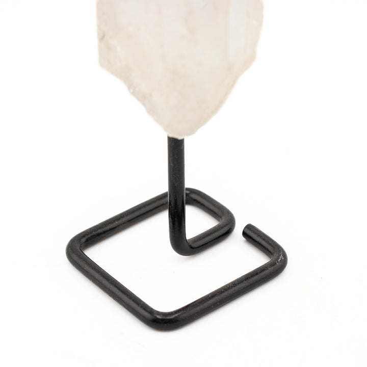 Natural Clear Quartz Crystal on Metal Stand - Healing Gemstone Decoration, Meditation Therapy Gifts