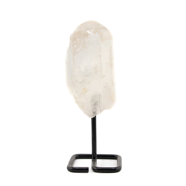 Natural Clear Quartz Crystal on Metal Stand - Healing Gemstone Decoration, Meditation Therapy Gifts