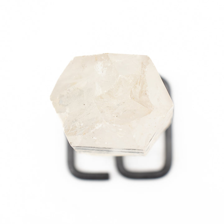 Natural Clear Quartz Crystal on Metal Stand - Healing Gemstone Decoration, Meditation Therapy Gifts