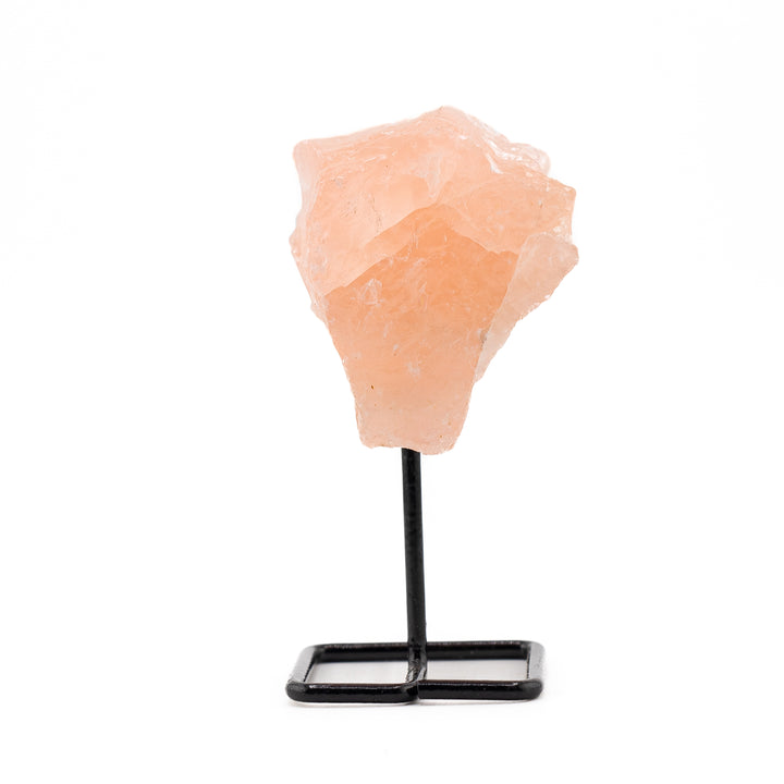 Natural Rose Quartz Crystal on Metal Stand - Healing Gemstone Decoration, Meditation Therapy Gifts