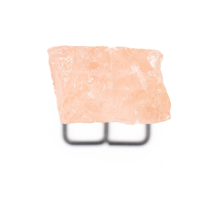 Natural Rose Quartz Crystal on Metal Stand - Healing Gemstone Decoration, Meditation Therapy Gifts
