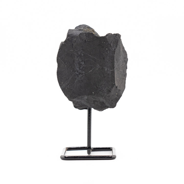 Natural Shungite Crystal on Metal Stand - Healing Gemstone Decoration, Meditation Therapy Gifts