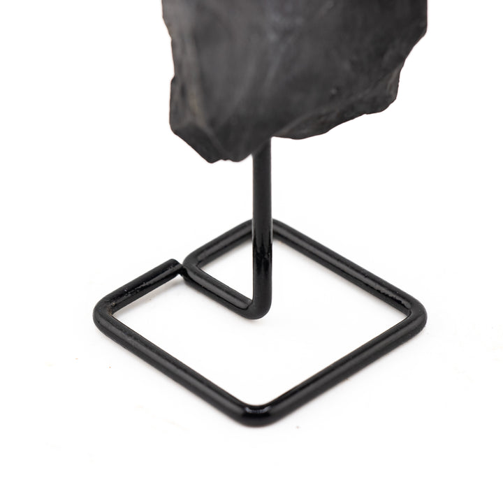 Natural Shungite Crystal on Metal Stand - Healing Gemstone Decoration, Meditation Therapy Gifts