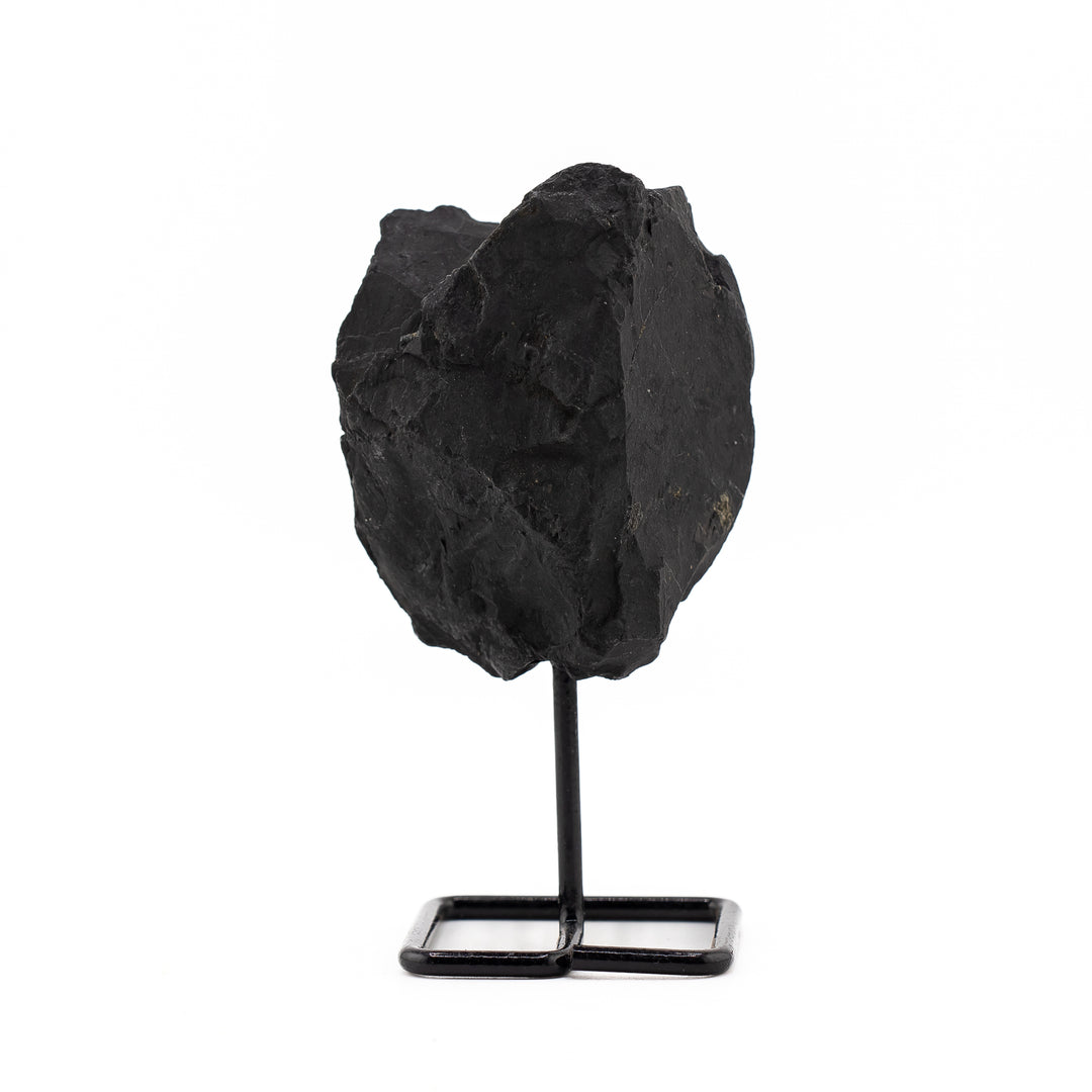 Natural Shungite Crystal on Metal Stand - Healing Gemstone Decoration, Meditation Therapy Gifts