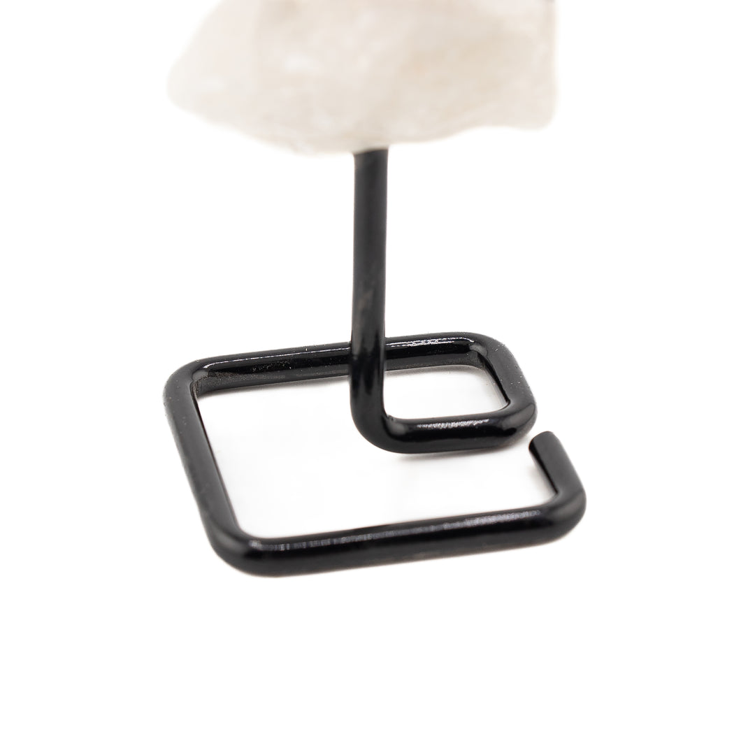 Natural Routilated Quartz Crystal on Metal Stand - Healing Gemstone Decoration, Meditation Therapy Gifts