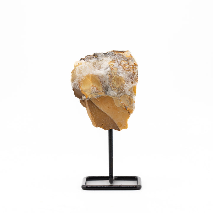 Natural Yellow Cobra Jasper Crystal on Metal Stand - Healing Gemstone Decoration, Meditation Therapy Gifts