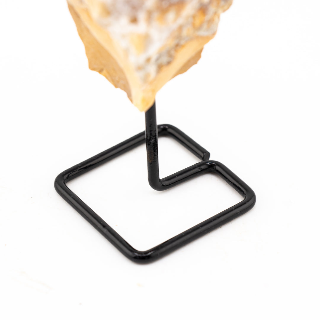 Natural Yellow Cobra Jasper Crystal on Metal Stand - Healing Gemstone Decoration, Meditation Therapy Gifts