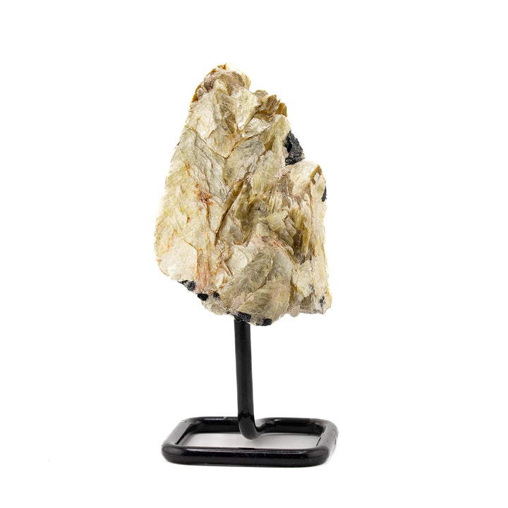 Natural Gold Mica Crystal on Metal Stand - Healing Gemstone Decoration, Meditation Therapy Gifts