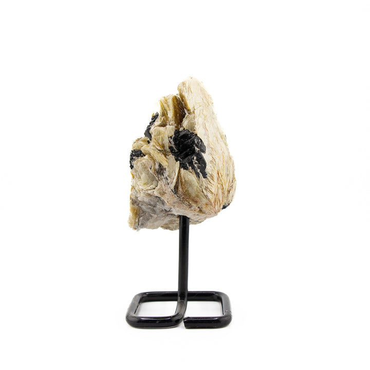 Natural Gold Mica Crystal on Metal Stand - Healing Gemstone Decoration, Meditation Therapy Gifts