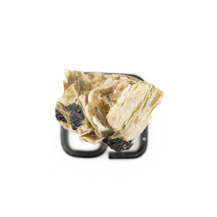 Natural Gold Mica Crystal on Metal Stand - Healing Gemstone Decoration, Meditation Therapy Gifts