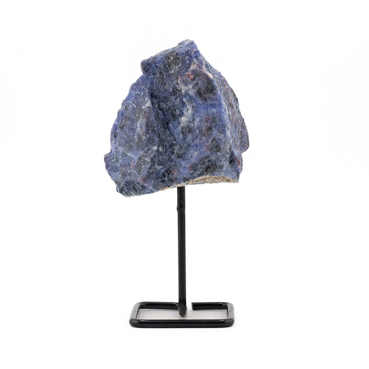 Natural Sodalite Crystal on Metal Stand - Healing Gemstone Decoration, Meditation Therapy Gifts