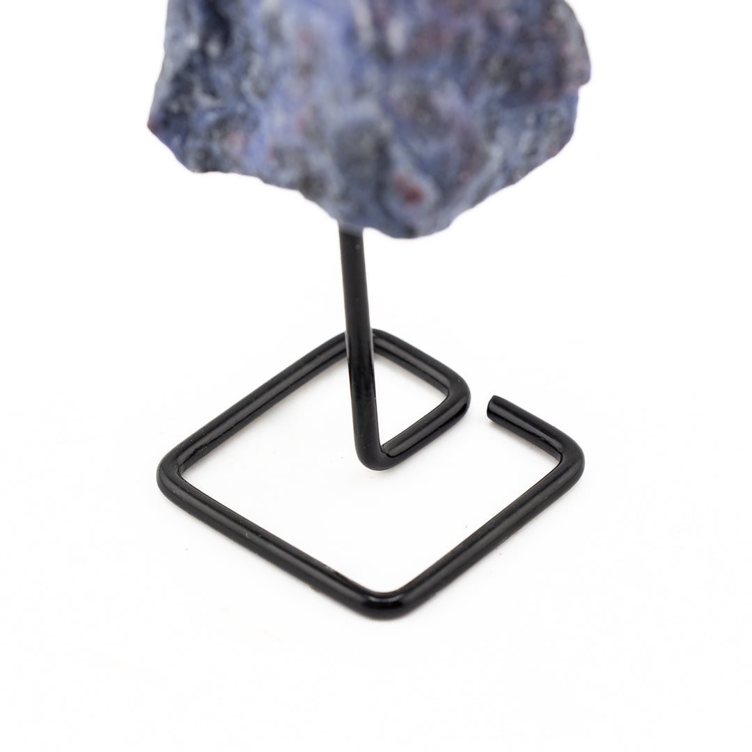 Natural Sodalite Crystal on Metal Stand - Healing Gemstone Decoration, Meditation Therapy Gifts