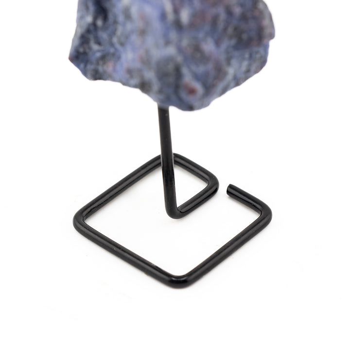 Natural Sodalite Crystal on Metal Stand - Healing Gemstone Decoration, Meditation Therapy Gifts