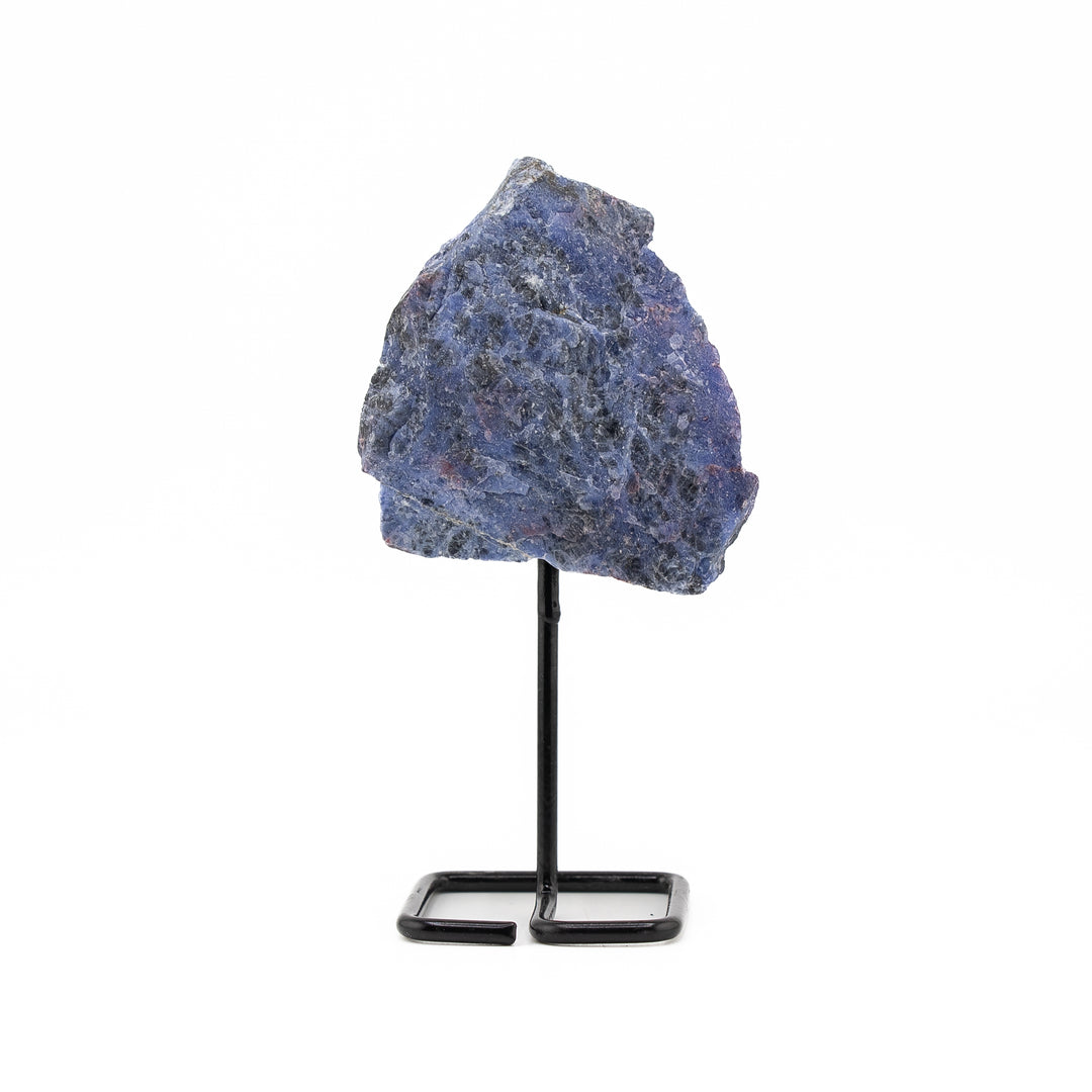 Natural Sodalite Crystal on Metal Stand - Healing Gemstone Decoration, Meditation Therapy Gifts