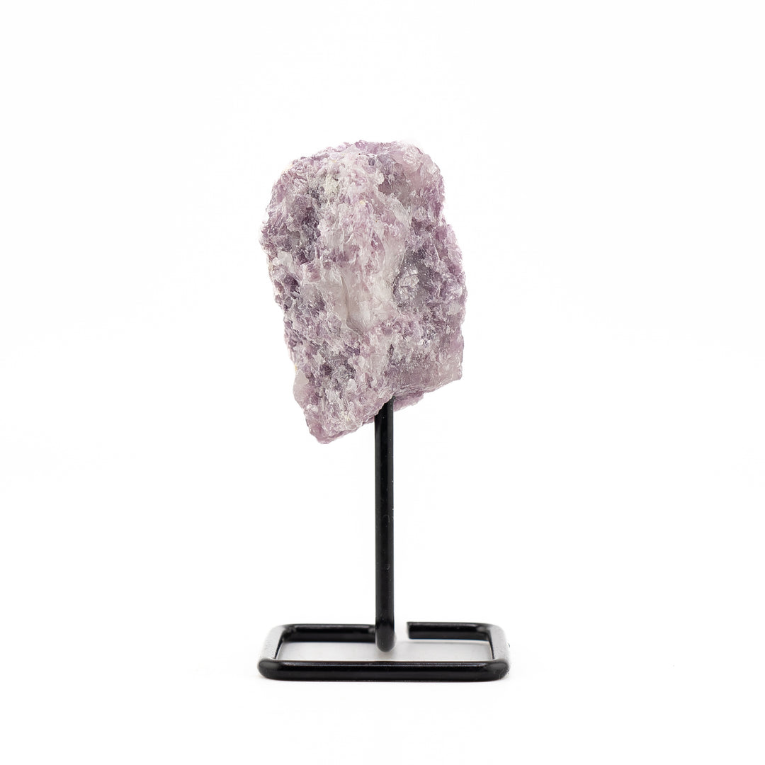 Natural Lepidolite Crystal on Metal Stand - Healing Gemstone Decoration, Meditation Therapy Gifts