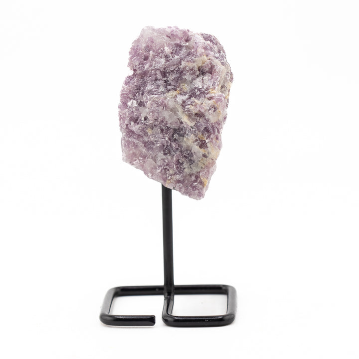 Natural Lepidolite Crystal on Metal Stand - Healing Gemstone Decoration, Meditation Therapy Gifts