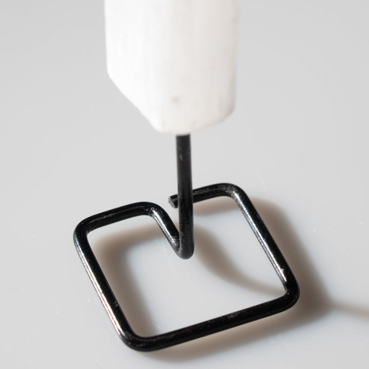 Natural Selenite Crystal on Metal Stand - Healing Gemstone Decoration, Meditation Therapy Gifts