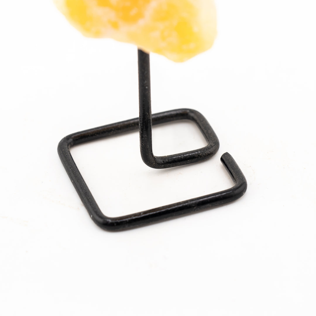 Natural Orange Calcite Crystal on Metal Stand - Healing Gemstone Decoration, Meditation Therapy Gifts