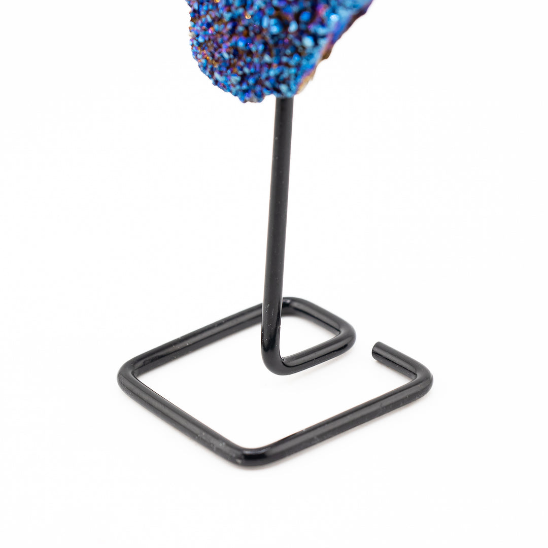 Titanium Quartz Crystal on Metal Stand - Healing Gemstone Decoration, Meditation Therapy Gifts