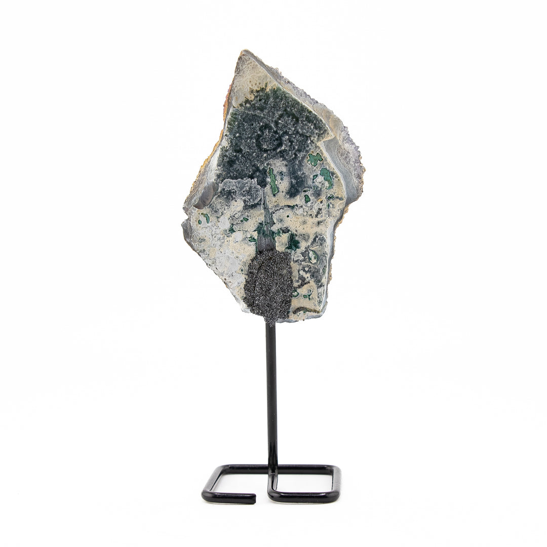 Titanium Quartz Crystal on Metal Stand - Healing Gemstone Decoration, Meditation Therapy Gifts