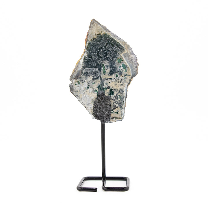 Titanium Quartz Crystal on Metal Stand - Healing Gemstone Decoration, Meditation Therapy Gifts