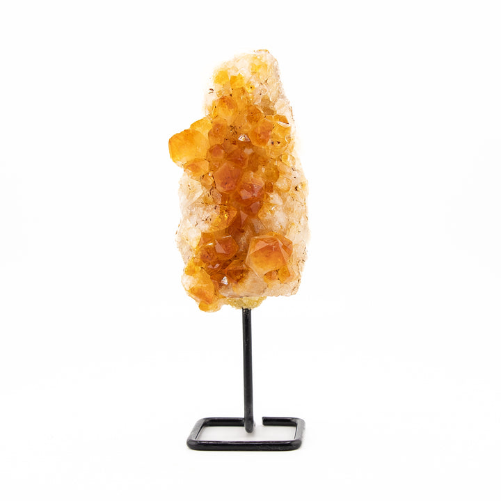 Natural Citrine Crystal on Metal Stand - Healing Gemstone Decoration, Meditation Therapy Gifts