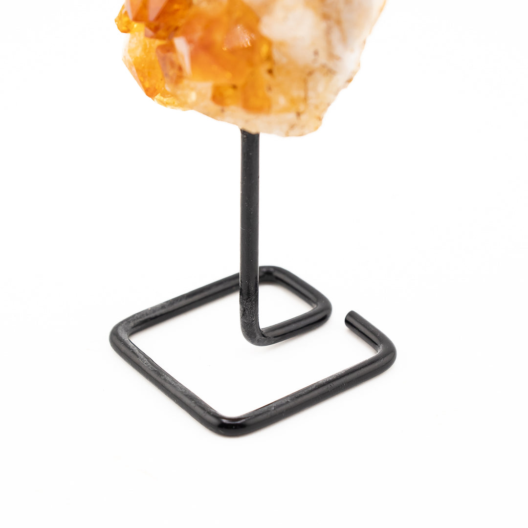 Natural Citrine Crystal on Metal Stand - Healing Gemstone Decoration, Meditation Therapy Gifts