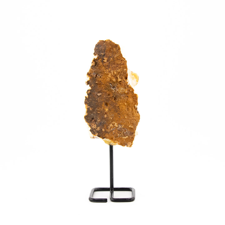Natural Citrine Crystal on Metal Stand - Healing Gemstone Decoration, Meditation Therapy Gifts