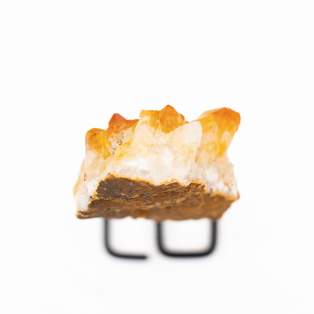 Natural Citrine Crystal on Metal Stand - Healing Gemstone Decoration, Meditation Therapy Gifts