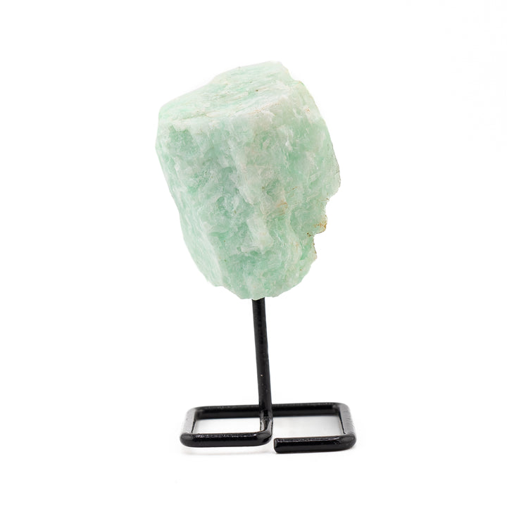 Natural Amazonite Crystal on Metal Stand - Healing Gemstone Decoration, Meditation Therapy Gifts