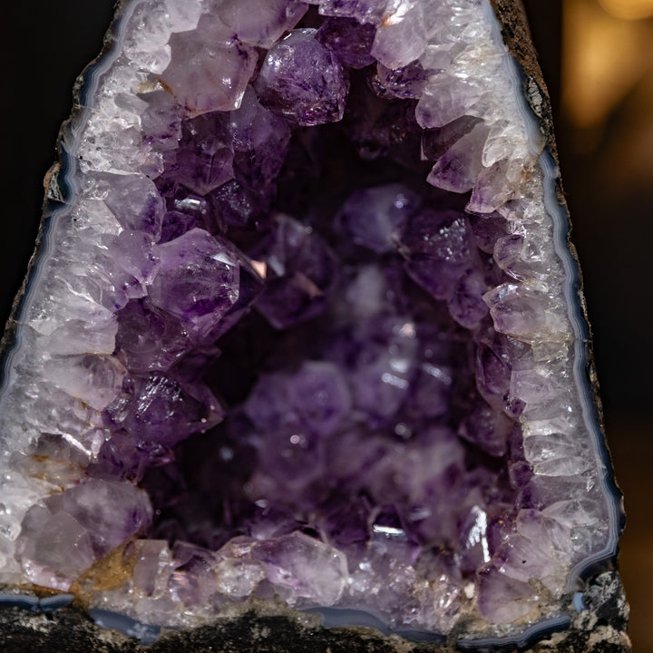 Deep Purple Amethyst Geode – 7.4kg - Wide Cave Arch with Natural Moss Agate Basal Inclusion
