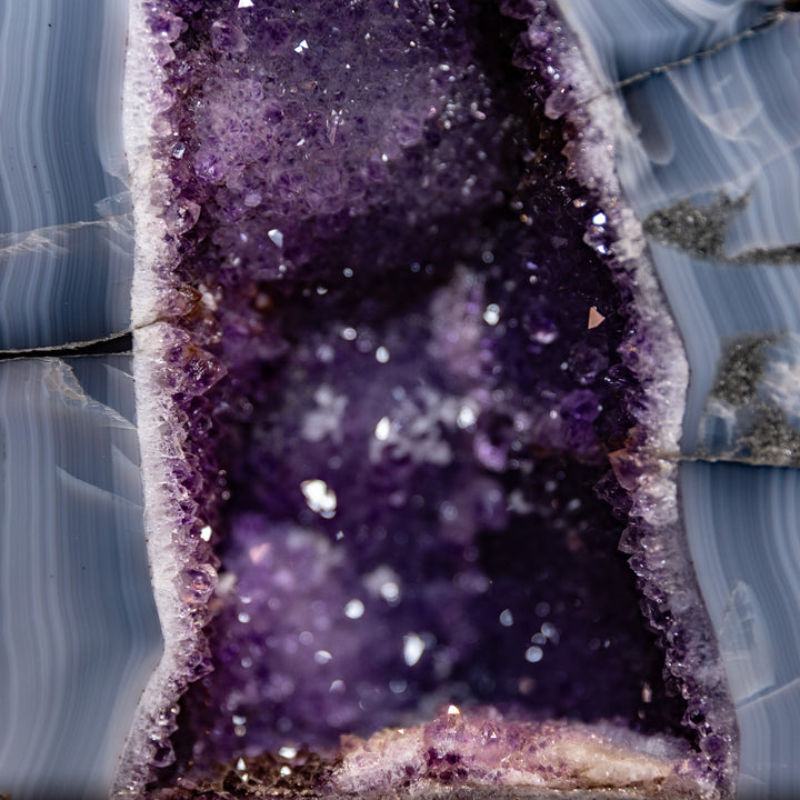 Purple Amethyst Geode Cathedral 6.9kg – Natural Agate Banded Crystal Cave with Polished Face