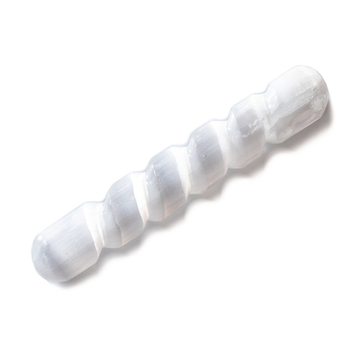 Baguette de massage en spirale de sélénite naturelle – Cristal de sélénite de 15 cm – Pierre de guérison nettoyante et rechargée