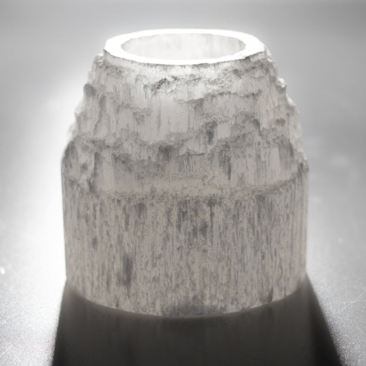 Natural Selenite Candle Holder - 3.5 Inches Selenite Crystal - Cleansing & Recharging Healing Stone