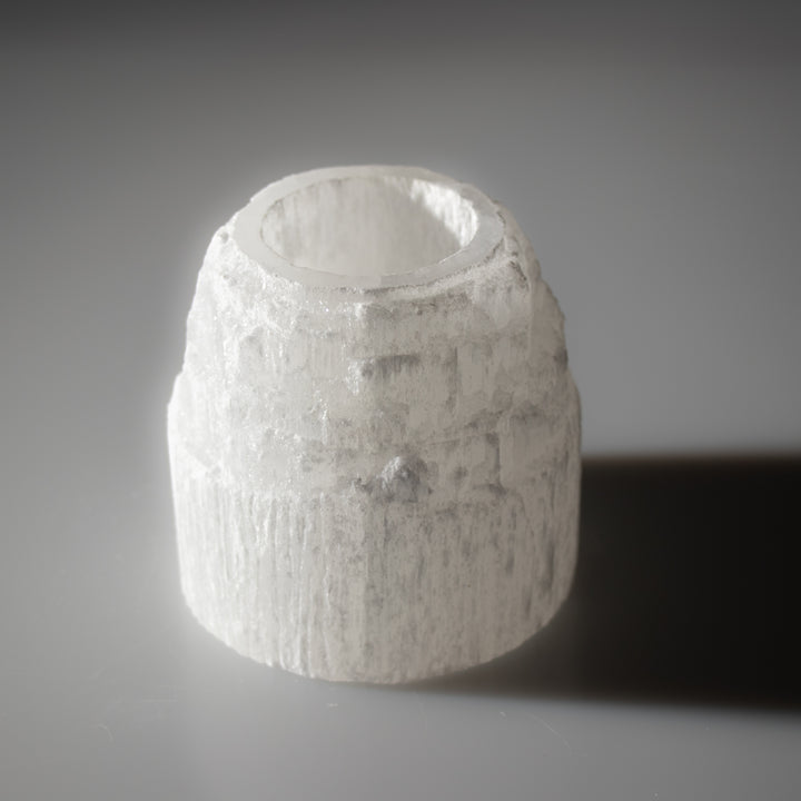 Natural Selenite Candle Holder - 3.5 Inches Selenite Crystal - Cleansing & Recharging Healing Stone