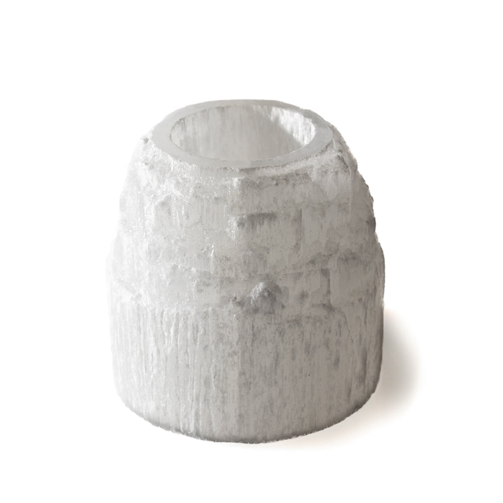 Natural Selenite Candle Holder - 3.5 Inches Selenite Crystal - Cleansing & Recharging Healing Stone