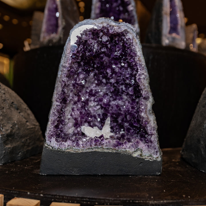 Amethyst Cathedral with Rare Calcite Flower 8.5kg – High-Energy Statement Specimen