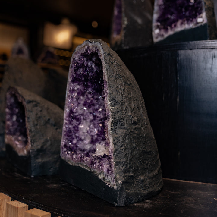 Amethyst Cathedral with Rare Calcite Flower 8.5kg – High-Energy Statement Specimen