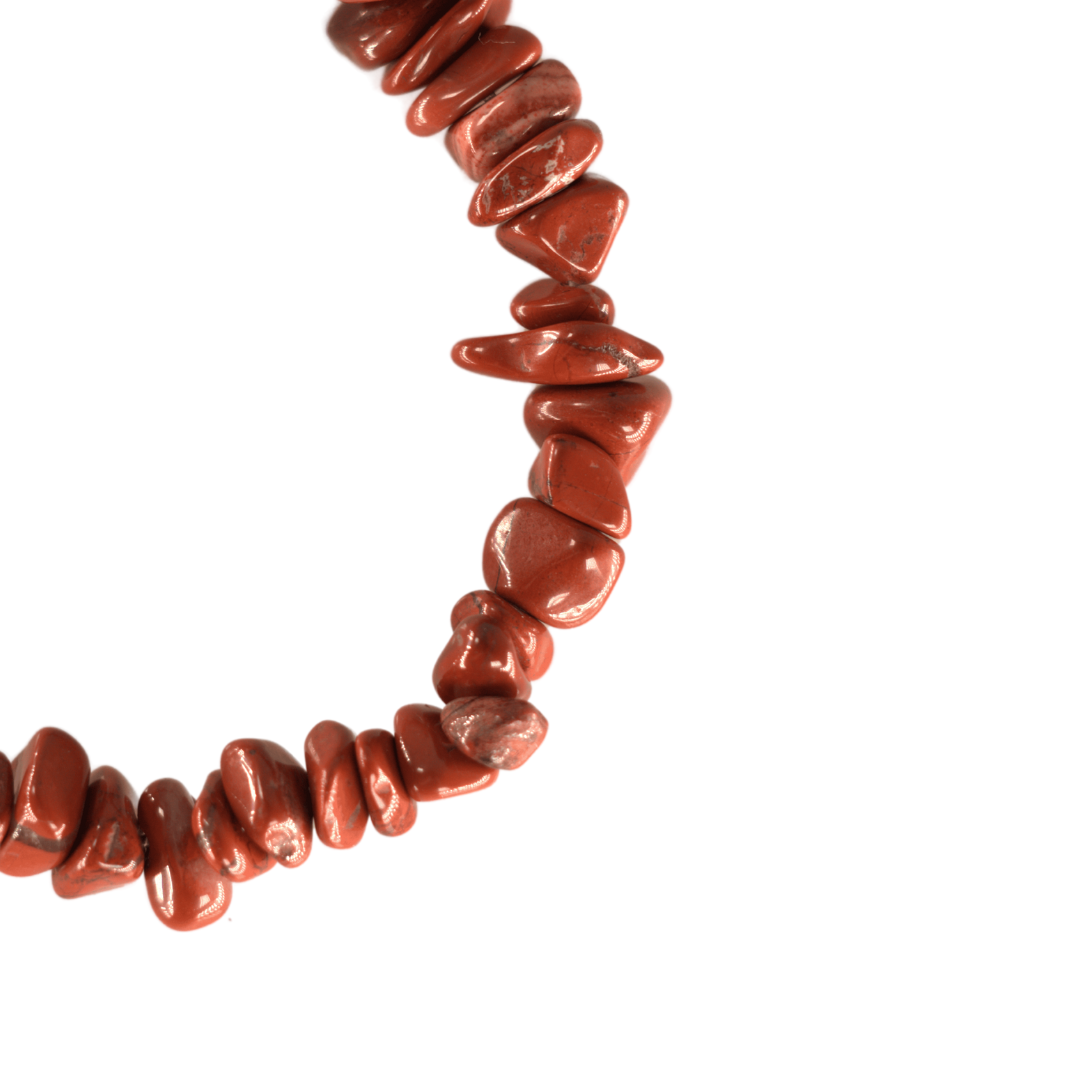 Pulsera de jaspe rojo natural en chips (sin metal, 5-8 mm)
